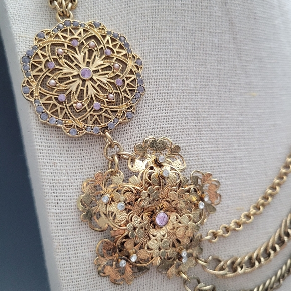 VINTAGE romantic filigree necklace - Picture 2 of 4